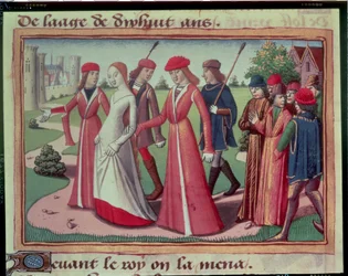 Joan of Arc being led to Charles VII from the Vigils of Charles VII, c.1484